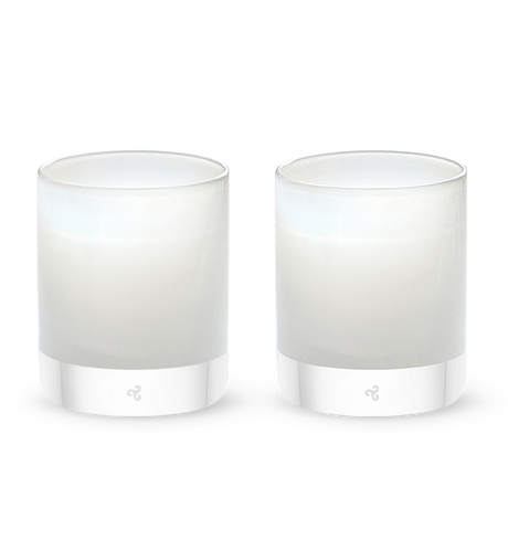 two Polaris rockers, white hand-blown  glass lowball drinking glasses. #option_pair
