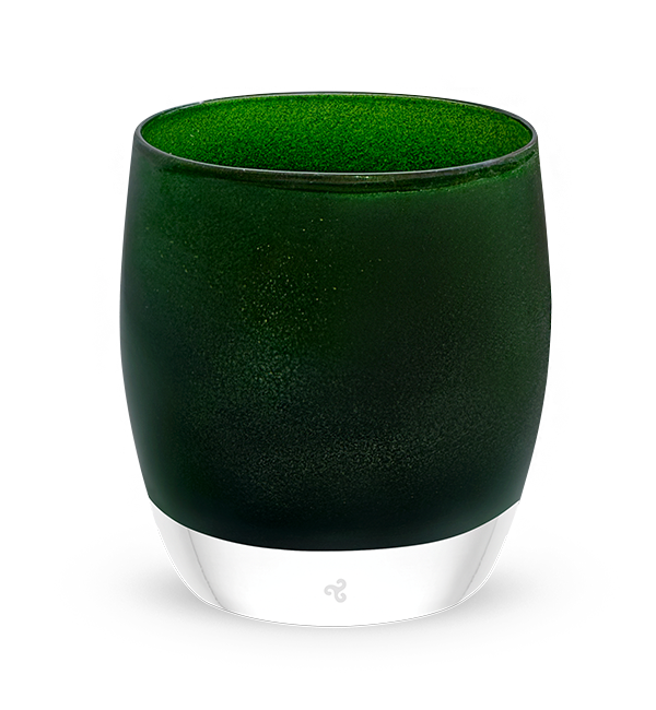 robin hood | green with sparkles hand-blown glass candle holder