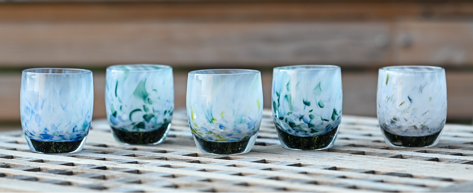 beautiful swirl from fragments of 43 other glassybaby colors hand blown glass votive