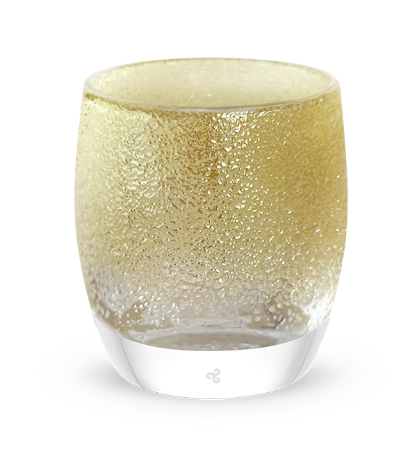 all that glitters - spark | one white glitter, hand-blown glass votive candle holder