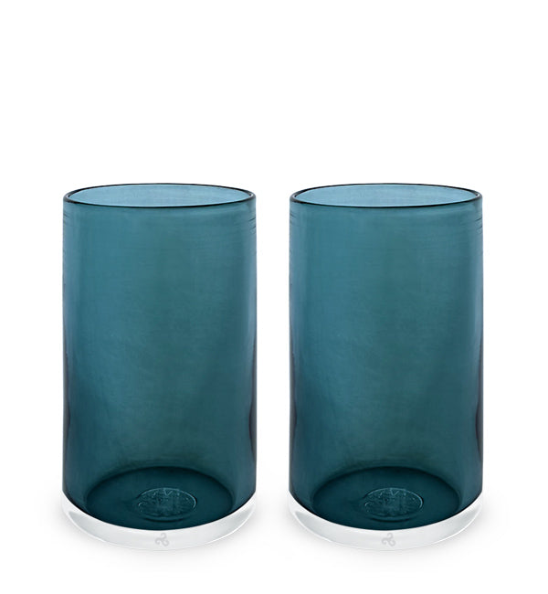 blue steel tumblers hand-blown drinking glass