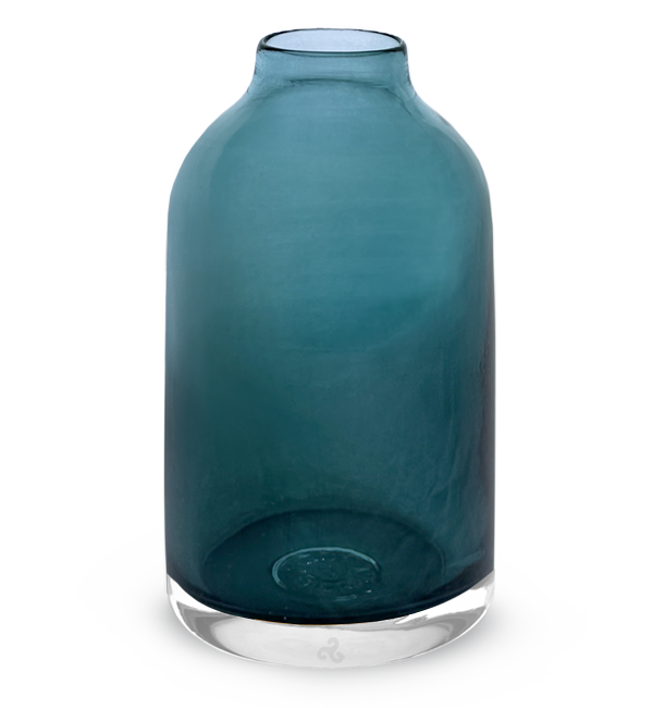  transparent blue hand-blown glass flower bud vase