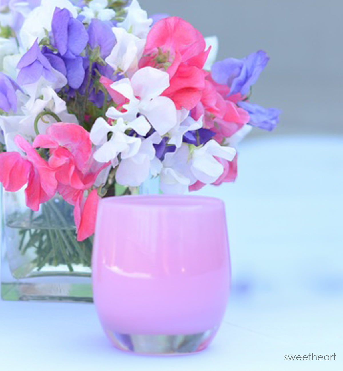 sweetheart | soft pink hand-blown candle holder | glassybaby