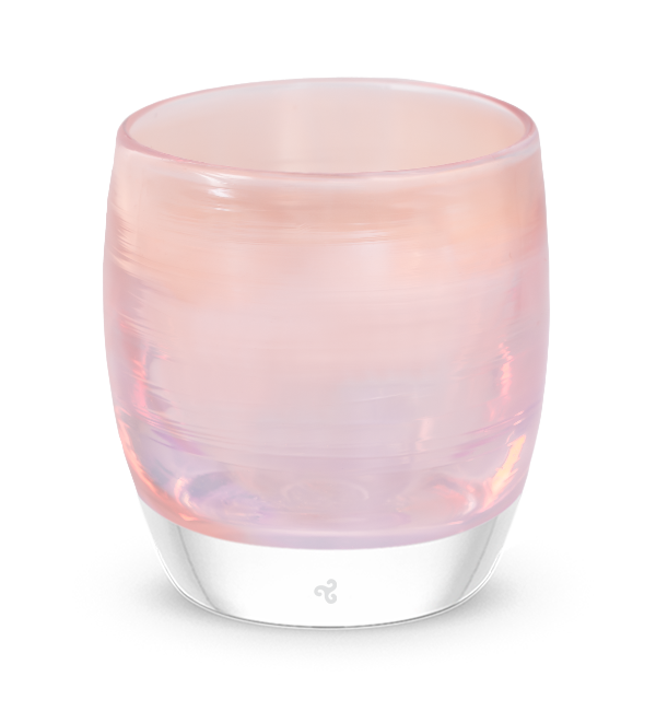 unicorn, iridescent pink hand-blown glass votive candle holder.