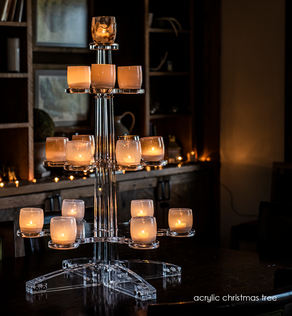 acrylic tree stand for hand-blown glass votive candle holders
