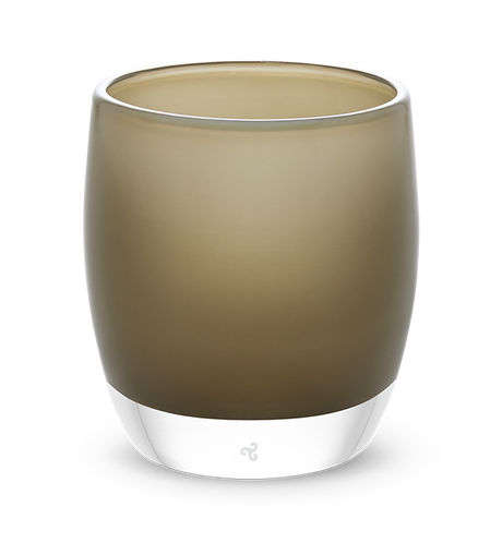 ankle deep dark brown, hand-blown glass votive candle holder