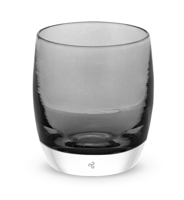 before dawn, black transparent, hand-blown glass votive candle holder.