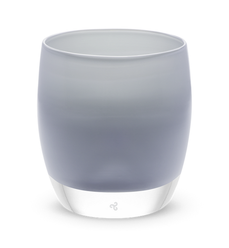 beluga light gray hand-blown glass votive candle holder.