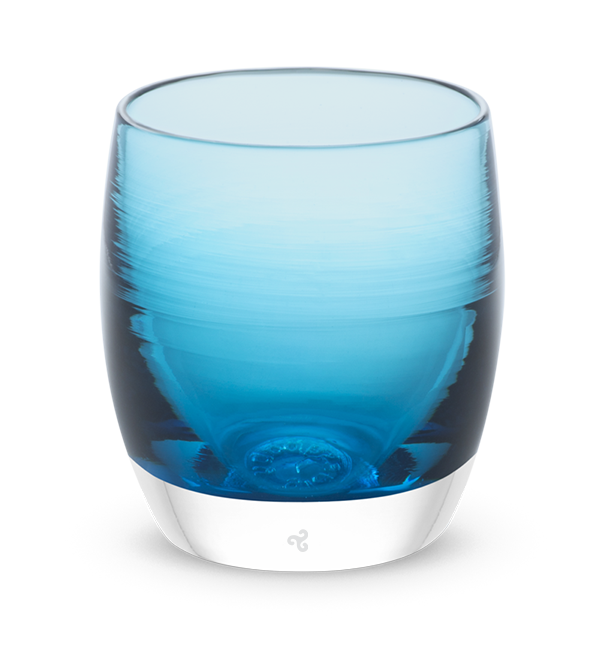blue eyes transparent crystal blue hand-blown glass votive candle holder
