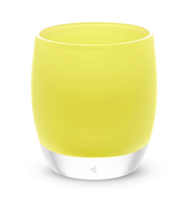 hand-blown canary yellow glass votive candle holder