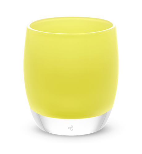 canary yellow hand-blown glass votive candle holder