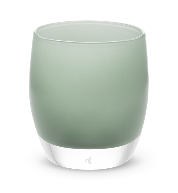 celadon wedgewood gray hand-blown glass votive candle holder.