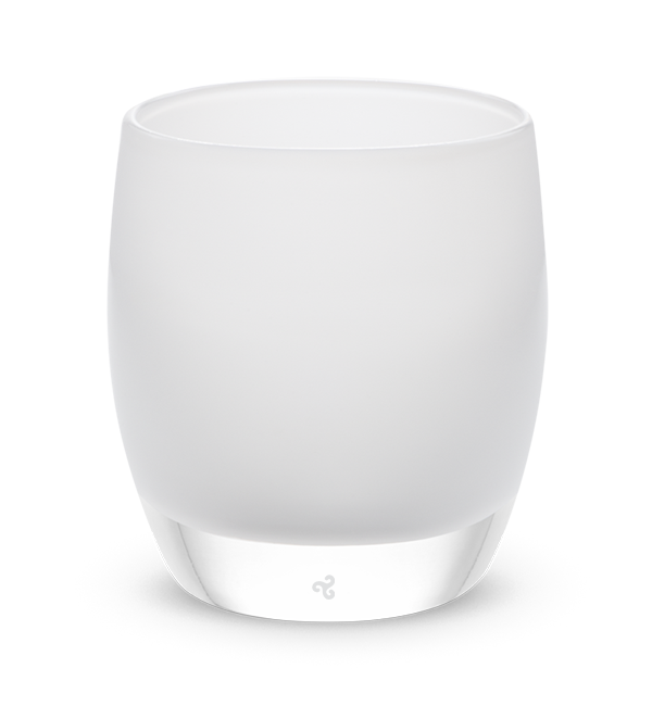 cherish soft white hand-blown glass votive candle holder.