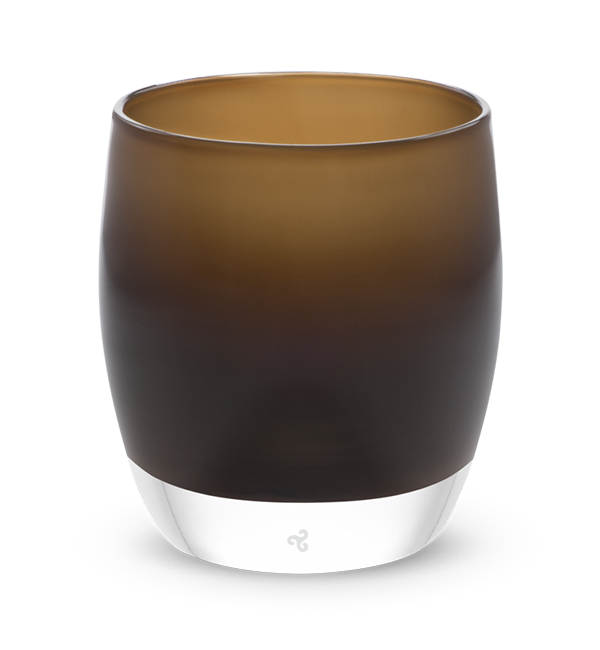 hand-blown chocolate brown glass votive candle holder