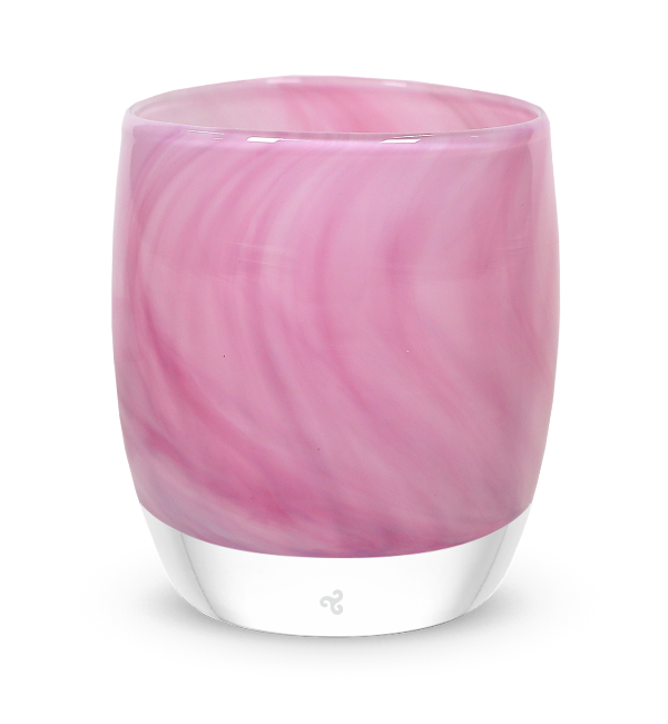 cloud nine pink and white swirl hand-blown glass votive candle holder