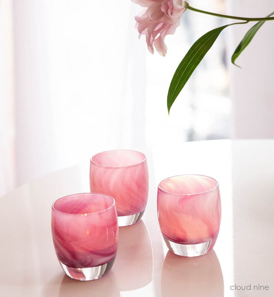 cloud nine | pink hand-blown glass candle holder | glassybaby