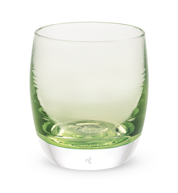 clover transparent light green hand-blown glass votive candle holder