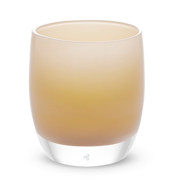 comfort light brown hand-blown glass votive candle holder