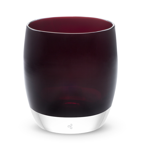 courage hand-blown mahogany red glass votive candle holder.