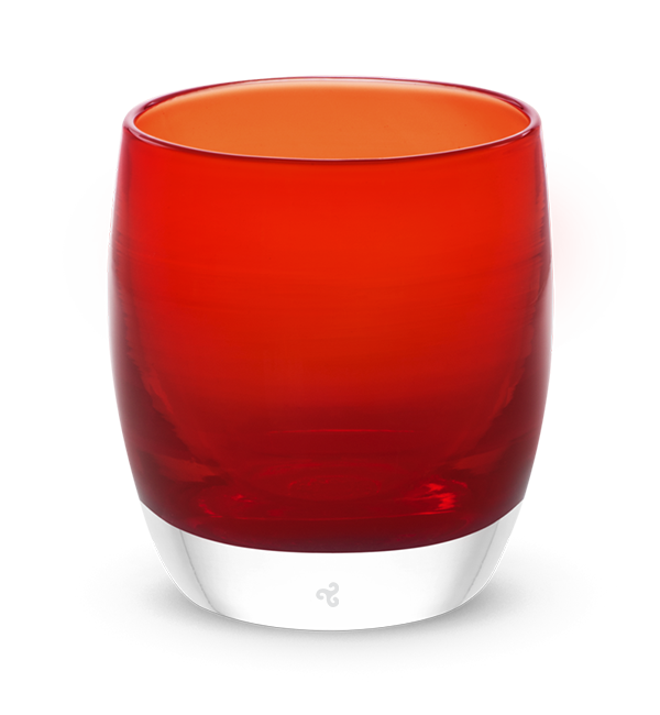 cupid transparent red hand-blown glass votive candle holder