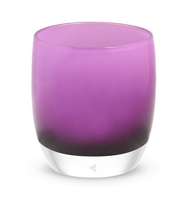 daphne bright purple with white interior, hand-blown glass votive candle holder.