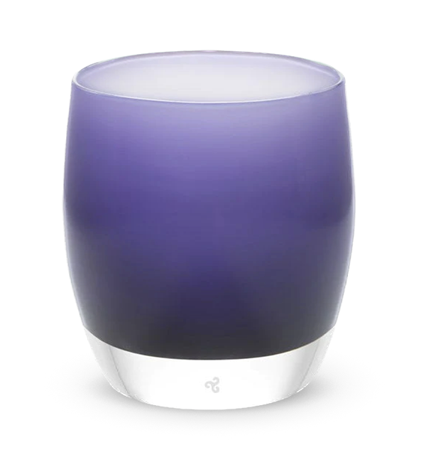 deep purple hand-blown glass candle holder