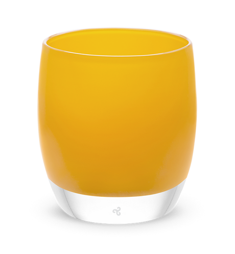 empower orange opaque, hand-blown glass votive candle holder