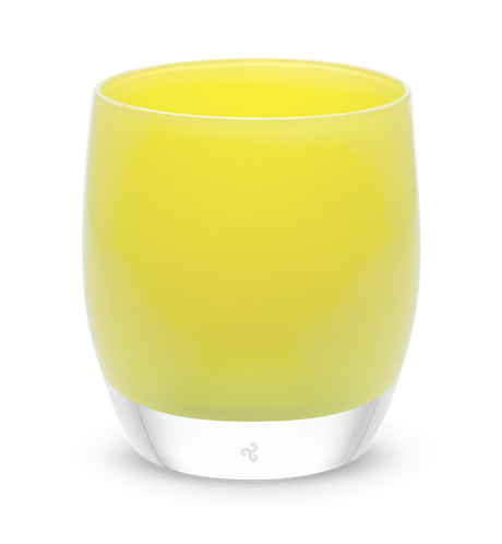 fearless bright yellow hand-blown glass votive candle holder.