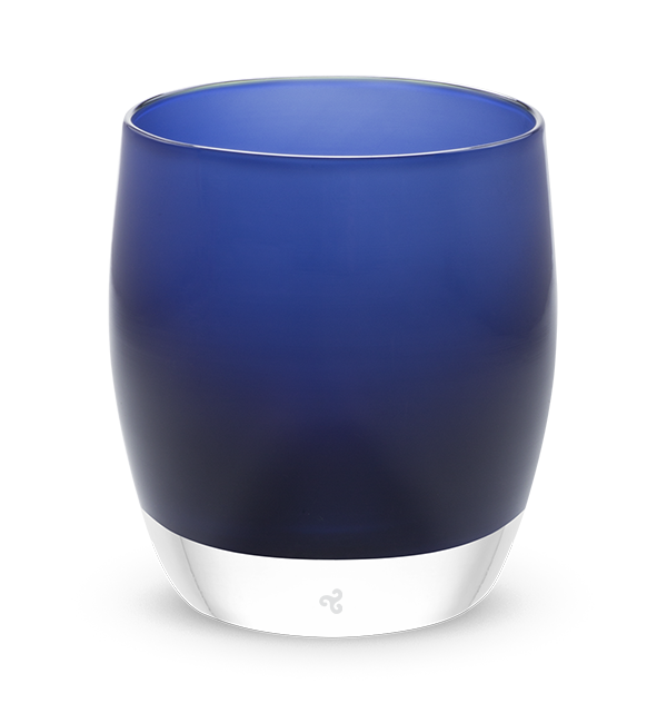 forever | dark blue hand-blown glass candle holder | glassybaby