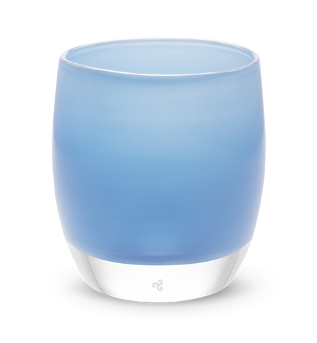 fortitude carolina blue hand-blown glass votive candle holder