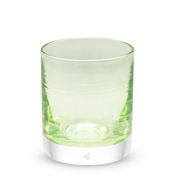 light green transparent hand-blown glass drinking glass.