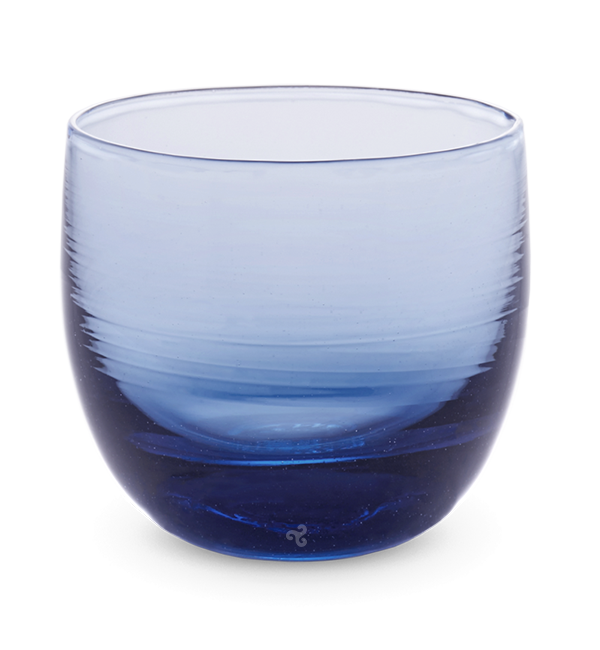 earl grey indigo blue, hand-blown drinking glass