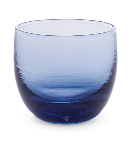 earl grey indigo blue, hand-blown drinking glass
