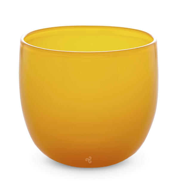 mimosa drinker, tangerine hand-blown drinking glass.