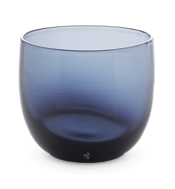 night cap, transparent dark navy blue, hand-blown drinking glass