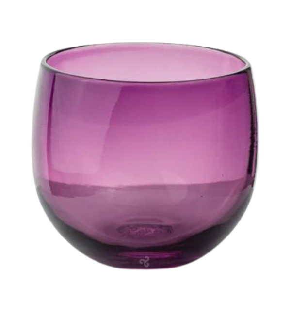 grape juice, transparent grape purple hand-blown drinking glass.