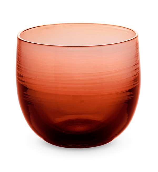 deep red brown hand-blown drinking glass
