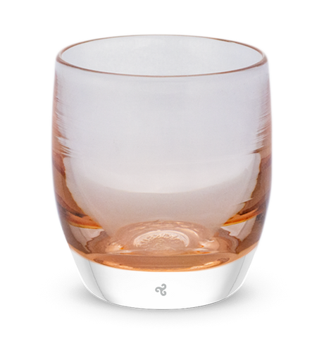 hearth transparent peach hand-blown glass votive candle holder