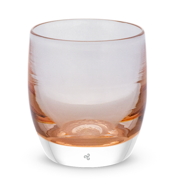 hearth transparent peach hand-blown glass votive candle holder