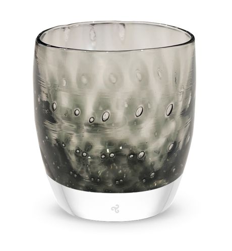 hibernate smokey grey bubble, hand-blown glass votive candle holder