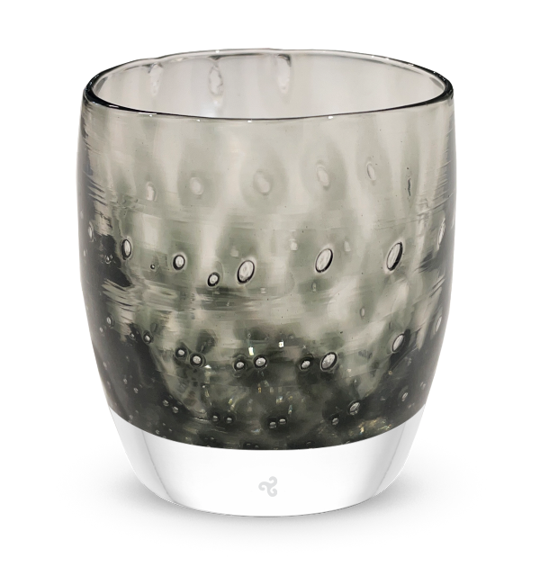 hibernate smokey grey bubble, hand-blown glass votive candle holder