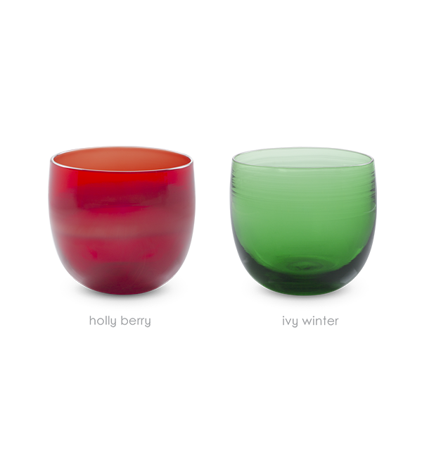 red and green hand-blown drinking glass set