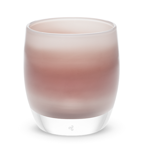 bambi, light brown and cream, hand-blown glass votive candle holder.