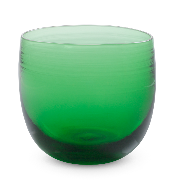 hand-blown green drinking glass