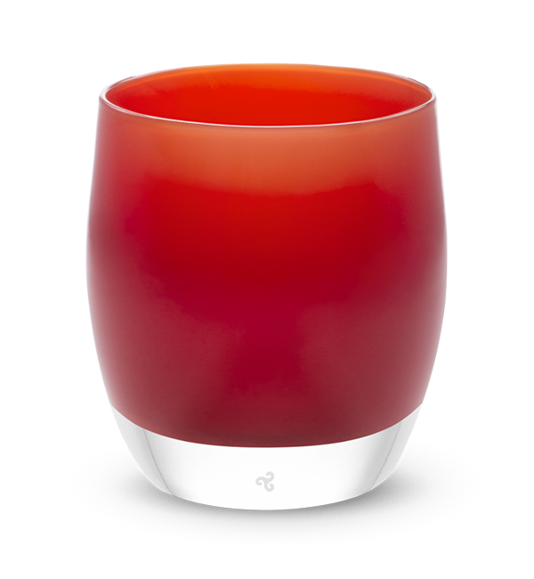 joy crimson red hand-blown glass votive candle holder