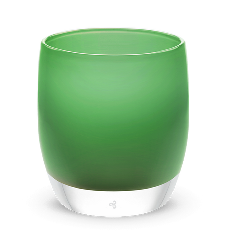 leprechaun green, hand-blown glass votive candle holder
