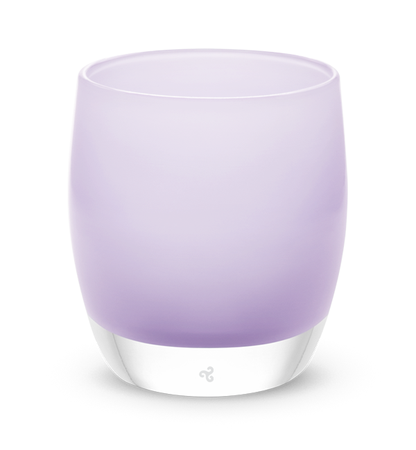 lilac, soft purple, hand-blown glass votive candle holder