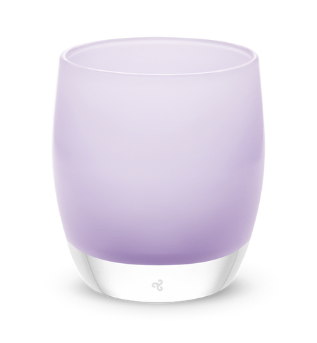 lilac, soft purple, hand-blown glass votive candle holder