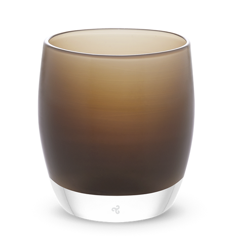 little bear deep brown hand-blown glass votive candle holder