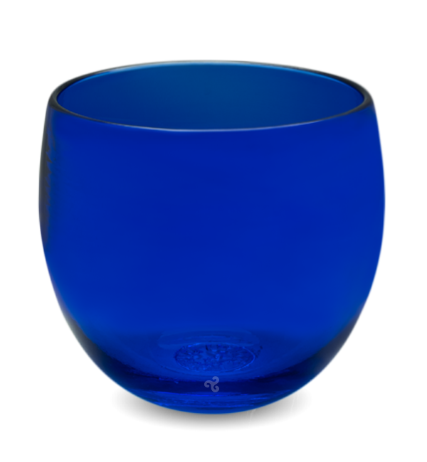 Manhattan drinker, cobalt blue transparent, hand-blown drinking glass